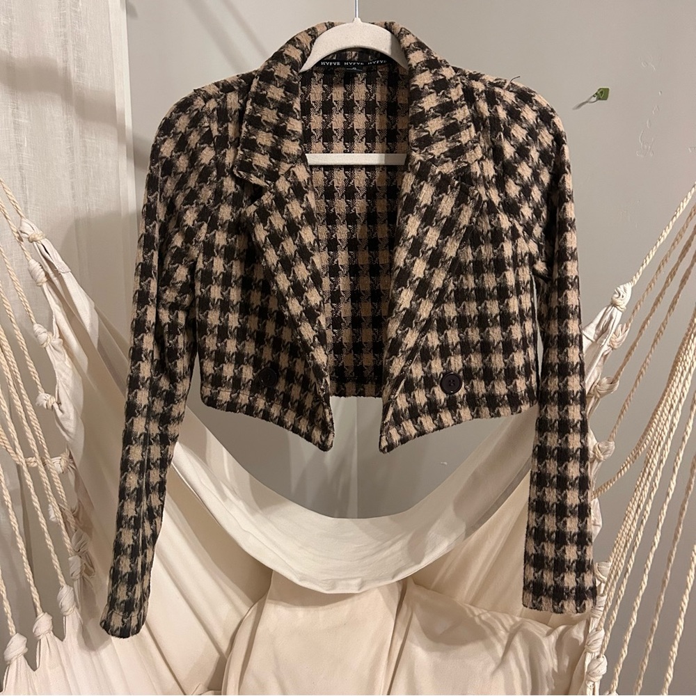 HYFVE Checkered Blazer in Black and Tan